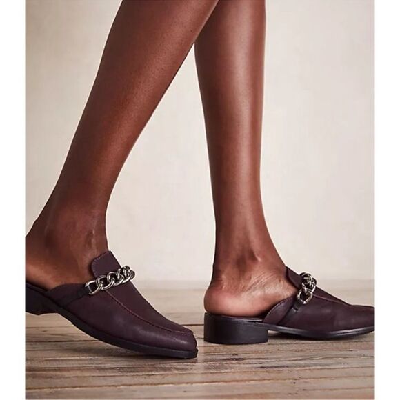 FREE PEOPLE Vida Mules / Fig Leather SIZE 6 - Picture 1 of 6